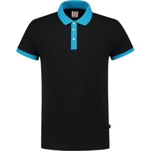 Tricorp poloshirt bi-color fitted - Casual - 201002 - zwart-turquoise - maat XXS