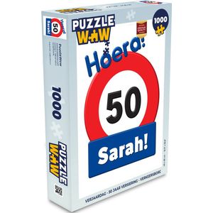 Puzzel Verjaardag - 50 Jaar versiering - Verkeersbord - Legpuzzel - Puzzel 1000 stukjes volwassenen