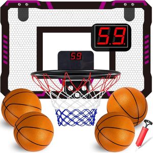 Basketbalmand voor Binnen - Elektronische Basketbalstandaard - Hoogteverstelbaar - Stabiele Basis - Elektronisch Scorebord - Inclusief Basketbal - Geschikt voor Sportspellen binnen