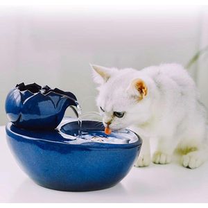Waterfontein keramische huisdier drinkfontein kat waterdispenser automatisch voer water stromen hond wit-keramiek