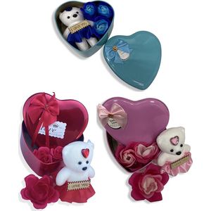 Valentijn cadeautje voor hem - 2 x blik - rood - roze - Valentijn cadeautje voor haar - Giftset vrouw - Valentijns cadeautjes -Verjaardag cadeau vrouw -