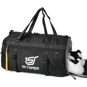 30 sporttas kleine reistas dames en heren weekendtas zwemtas duffle bag voor reizen gym training, zwart