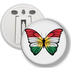 Button Met Clip - Vlinder Vlag Koerdistan