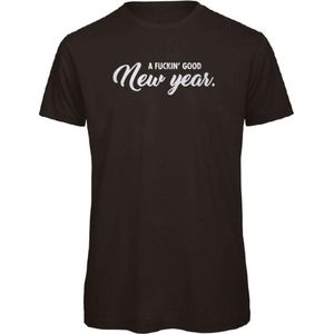Kerst t-shirt zwart L - A fuckin' good new year - zilver glitter - soBAD. | Kleding | T-shirt unisex | T-shirt mannen | T-shirt dames | Kerst | Oud&nieuw | Nieuwjaar | glitter