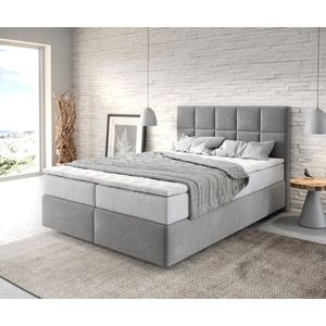 Boxspringbed Dream-Fine Microvezel Grijs 140x200 cm met TFK Matras en Visco Topper