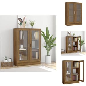 vidaXL Vitrinekast - Vitrinekasten - Kast - Vitrine - Vitrinekast 82-5x30-5x115 cm bewerkt hout bruineikenkleurig
