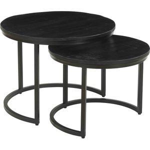 Salontafel set Nolan Zwart - Rond - 70x70cm - Hoogte 45 cm