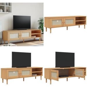 vidaXL Tv-meubel SENJA 158x40x49 cm rattan-look grenenhout bruin - Tv-meubel - Tv-meubelen - Tv Kast - Opbergkast