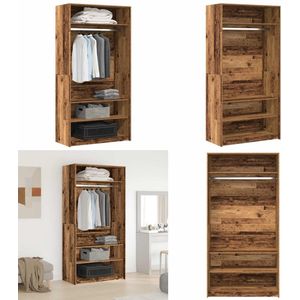 vidaXL Kledingkast 100x50x200 cm bewerkt hout oud hout - Kledingkast - Kledingkasten - Klerenkast - Garderobekast