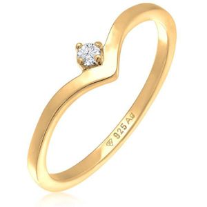 Elli PREMIUM Dames Ring Dames V-vorm Stapel met Diamant (0,035 ct.) in 925 Sterling Zilver