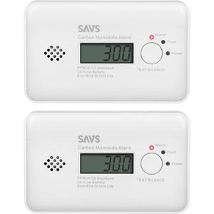 SAVS C10 Koolmonoxidemelder 2-pack - 10 jaar batterij - LCD display - 10 jaar Figaro® sensor - Voldoet aan Europese norm