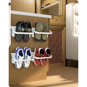 Schoenhouder, opvouwbaar, wandmontage, 4 stuks, schoenenrek, klapschoenenrek, hangrek voor schoenen, opbergrek voor schoenen, wandrek voor schoenen zonder boren, 4 stuks, wit
