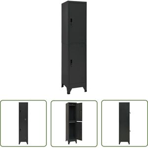 The Living Store Lockerkast 38x45x180 cm staal antracietkleurig - Lockerkast - Opbergkast - Metalen Kast - Staalkast - Anthraciete Kast