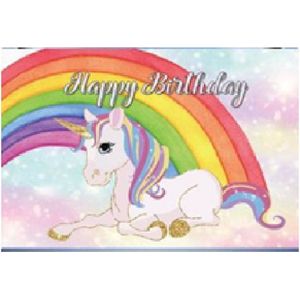 Spandoek - wand decoratie - voor u feestje op te vrolijken 150 cm x 100 - unicorn - Eenhoorn met regenboog