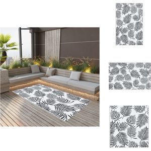 vidaXL Tuintapijt - Dubbellaagse Jacquard - Wit/Zwart - 190x290cm - Buitenkeuken