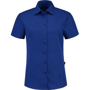 L&S Shirt poplin mix met korte mouwen voor dames royal blue - XXL