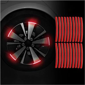 20 reflecterende stickers voor autobanden - Universele decoratie voor fietsen, auto's - Waterdicht - Reflecterende waarschuwingsstickers voor fietsen, motorfietsen en auto's (rood)