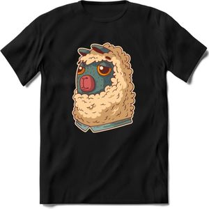 Casual lama T-Shirt Grappig | Dieren alpaca Kleding Kado Heren / Dames | Animal Skateboard Cadeau shirt - Zwart - L