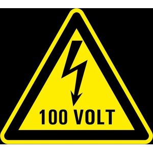 Sticker elektriciteit waarschuwing 100 volt 200 mm