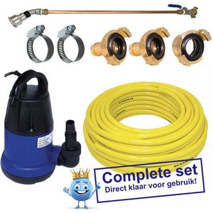 Aquaking Pro Kleine Tuinsproeier Set Incl. 12,5 Meter Flexibele Tuinslang, Dompelpomp, Messing Geka, Geka Tule, RVS Slangklemmen, Broeskop & Koperen Gietstok - Tuinslang - Tuin - Planten - Plantenspuit