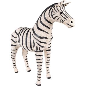 Clayre & Eef Beeld Zebra 28 cm Zwart Wit Papier Ijzer Textiel Woonaccessoires