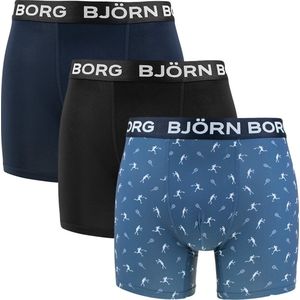 Björn Borg Performance Lange short - 3 Pack MP004 Black/Blue - maat M (M) - Heren Volwassenen - Polyester- 10002357-MP004-M