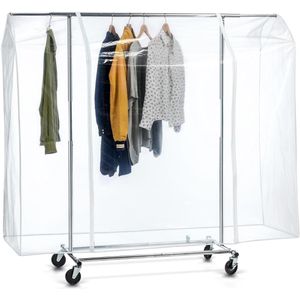 XL Kledingrek Hoes - Afdekhoes Met Rits Sluiting - Kledingstandaard Beschermhoes - Transparant - 180CM