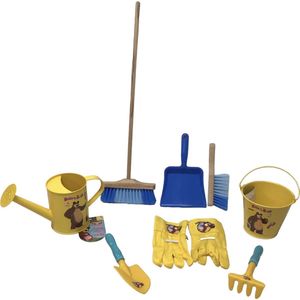 8-delige zandbak tuin set stoffer en blik gieter schep en bezem ca. 49 cm