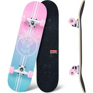 Suotu Skateboard - Wielen met LED-verlichting - 80x20cm - ABEC-9 - 95A - schokabsorptie - Jongens - Meisjes - Volwassenen Skateboards