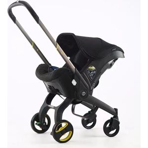 Seastone - Innovatieve Multifunctionele 4 In 1 Kinderwagen - Kinderwagen - Autostoel - Autozitje - Makkelijk inklapbaar vliegtuig - Opvouwen wordt Autostoel - Zwart