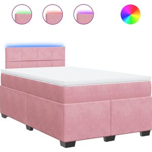 vidaXL - Boxspring - met - matras - fluweel - roze - 120x190 - cm