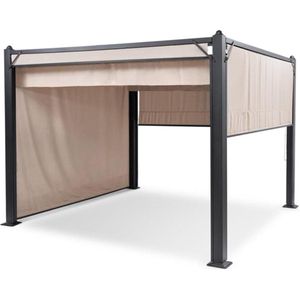 Blumfeldt Pantheon Cortina pergola - 3x3m - Prieel met dak en 4 zijpanelen - Paviljoen van aluminium en polyester - Weerbestendige coating - Waterafstotend - Roestvrij - Wasbaar materiaal - Beige