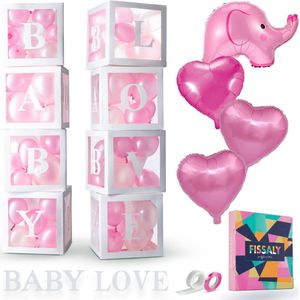 Fissaly 58 Stuks Babyshower Meisje & Gender Reveal Versiering Dozen – Baby Girl – Mommy to Be Party - Decoratie Ballonnen Pakket – Feestpakket