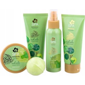 Spa Exclusives giftset 5 stuks - Exhale happiness | GROEN - Geschenkset 5-delig - Verzorging - Badset.