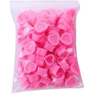 Hartvormige Siliconen Inkt Cups - Pink 100 st Pigment Cups - PMU cups - Inkt cups - Inktcups - Pigmentcups - Wegwerp Tattoo en Pmu Siliconen Inkt Cups - Inkt houder - Inkthouders - Pigmentenhouder - Pigmenten houder | Professionele Ink Caps |