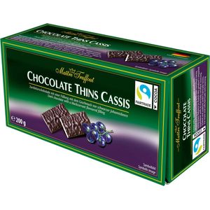 Chocolate Schijfjes Cassis - pure chocolade met een vulling van zwarte bessen 16x200g
