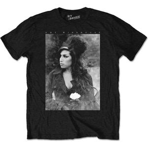 Amy Winehouse - Flower Portrait Heren T-shirt - L - Zwart