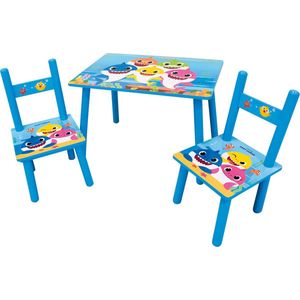 Baby Shark Kindertafel met 2 stoeltjes, Family - 3 delig - MDF