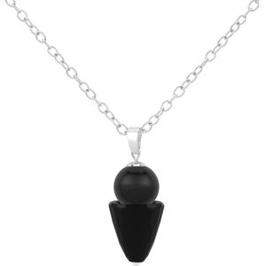ARLIZI ketting - zwart Swarovski parel zwart kristal hanger - zilver - 1468