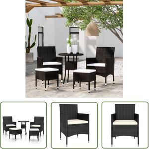 The Living Store 5-delige Loungeset poly rattan zwart - Loungeset - Tuinset - Lounge Set - Buitendecoratie - Tuinmeubel