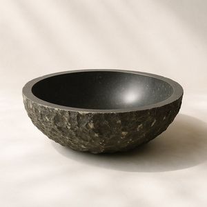 AquaVik Waskom Sten Hardsteen Gezoet Rond Hamerslag 42x14 cm