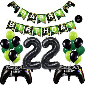 Snoes Mega Game Gamers Helium Verjaardags Ballonnen Feestdecoratie Black Cijfer Ballon nr 22