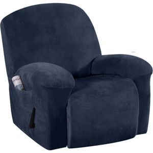Velvet Fauteuil Recliner hoes - Donkerblauw - Hoes voor uw Relax stoel - Relax Zetel