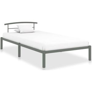 The Living Store Metalen Bedframe - Grijs - 210 x 110 x 63 cm - Geschikt voor 100 x 200 cm Matras