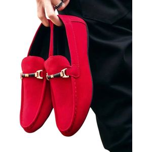 Livano Loafers Heren - Met Hak - Herenschoenen - Instappers - Rood - Maat 39.5