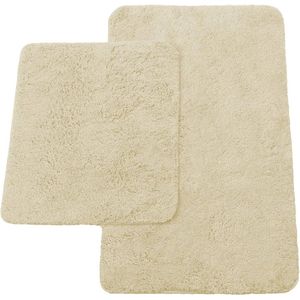 Badkamermatten set van 2 - Kleur: beige - Maten: ca. 50/80 cm & ca. 45/50 cm