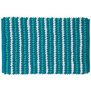 Lucy's Living Luxe Badmat LIGHT Turquoise Exclusive – 50 x 80 cm – turquoise - wit - polyester - badkamer mat - badmatten - badtextiel - wonen – accessoires - exclusief