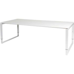 Vergadertafel - Verstelbaar - 220x100 grijs - wit frame