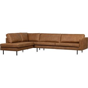 WOOOD Indy Hoekbank Links - Recycle Leer - Cognac - 80x338x202