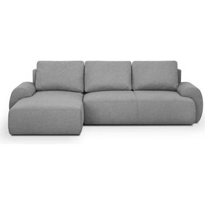 MILO 4-zits converteerbare hoekbank links - Grijze stof - Opbergdoos - Dichtheid 220gr/m² - L 264 x H 84 x D 99/145 cm